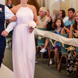 David’s bridal soft mesh halter in petal color